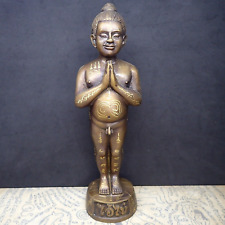 Ai Kai Statue Spirit Boy Guman Thong Wealth Rare Vintage Buddhism Talisman Brass picture