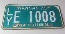 Vintage 1975 Kansas License Plate LY E 1008 Lyon County Wheat Centennial picture