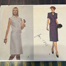 Vintage 1990s Vogue 7619 Double Breasted Suit Dress Sewing Pattern 12 34 UNCUT picture