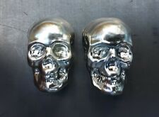 2X 1 oz. Skull .999 Tin Hand Poured Tin Bar Skulls (TWO) by Man Mountain Metals picture