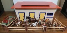 Huge SCHLEICH Collection Lot of 9 Horses 3 People 1 Stable 1 Fence 1 cart picture