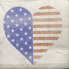 TWO Individual Paper Cocktail Decoupage Napkins Summer Patriotic Distressed Flag picture