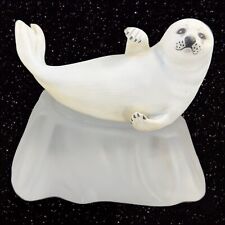 1987 Franklin Mint Ceramic Humane Society Seal On A Frosted Glass Base Figurine picture