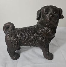 Bronze Pug Statue Rare Vintage Curly Tailed Pug picture