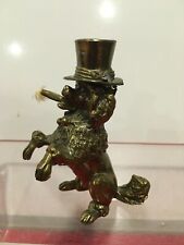 Cigar Lighter Bronze Brass Poodle Dog Wearing Top Hat Smoking antique picture