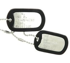 Custom Embossed Shiny Military Stainless Steel Army Navy USMC AF ID Dog Tags Set picture