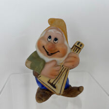  Schmid Walt Disney One Snow White  Dwarf Happy Playing Guitar Music Figurine picture