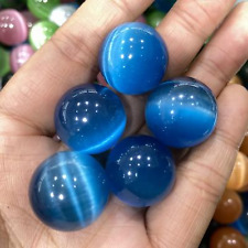 5pcs Wholesale Blue Cat's Eye Ball Quartz Crystal Sphere Reiki Healing 20mm+ picture