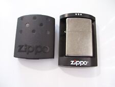 2005 Zippo Cigarette Lighter Graphite Gray Horizontal Pinstripe Red Warning Seal picture