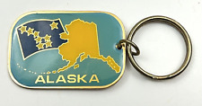 A.C.E. Alaska Keychain State Shape And Flag Travel Souvenir Blue Key Ring picture