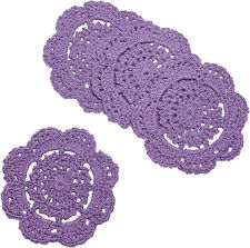 4Pcs/Lot Purple Vintage Hand Crochet Lace Doilies Flower Doily Small Coasters 4