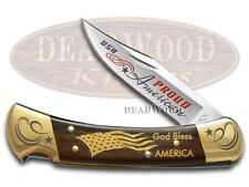 Buck 110 Folding Hunter Knife Proud American Ebony Wood 1/250 420HC Stainless picture