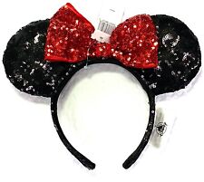 Disney Parks Classic Red & Black Sequins Minnie Ear Headband picture