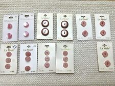 Vintage Pink Buttons On Original Cards - Glitter, Flowers, & More - 16 Sets picture