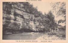 Sulphur Oklahoma Bromide Springs The Bluffs Bridge Chickasaw Vtg Postcard A20 picture