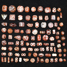 100 Genuine Ancient Etched Carnelian Beads over 2000 Years in Perfect Condition picture