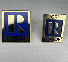 Lapel Pin REALTOR Lot of 2 Real Estate Agent Gold Tone Shirt Hat Jacket Tac Used picture