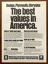 1986 Dodge Plymouth Chrysler Vintage Print Ad/Poster Retro Car Bar Art Décor 80s picture