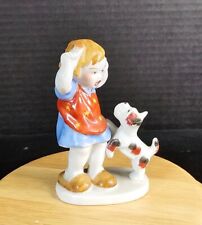 Vintage Japan Adorable Ceramic Little Girl Figurine With Terrier Puppy Dog  picture
