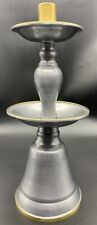 Old Pewter & Brass Bell Shaped Metal Candle Holder Made in Hong Kong ￼10.5”H picture