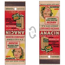 Vintage Matchbook Cover Anacin Company Jersey City NJ 1930s drug store medical picture
