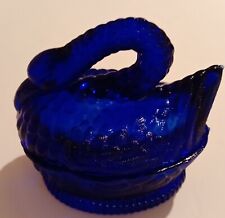Vintage Cobalt Blue Glass Swan Candy/Trinket Dish. picture