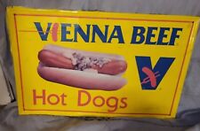 Vintage Original Vienna Beef “ Hot Dogs” Metal Food Advertising Sign 35” x 23” picture