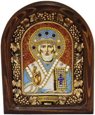 Saint Nicholas the Wonderworker Beaded Orthodox Icon from Diveyevo Convent picture