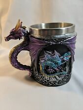 Ebros Conception Blue Fire Purple Dragon Beer Stein Tankard Coffee Cup Mug 12oz picture