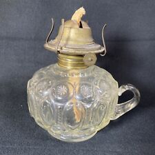 Vintage LE Smith Moon and Star Clear Glass Oil Lamp Base 6” Tall picture
