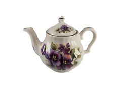 Olde Staffordshire England Pottery Purple Pansies Fine English China Teapot picture