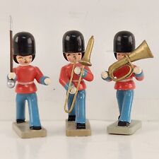 3 Pc Erzgebirge Expertic Royal Guard Marching Band Wood Musician Figurine Set 2½ picture