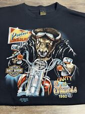 VINTAGE 3D Emblem Fort Worth Harley Davidson Sturges 1992 T-Shirt Mens Size 3X picture