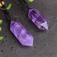 Natural Amethyst Quartz Crystal Point Stone Pendant Necklace Amulet Healing Gift picture