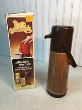 Aladdin Wood Grain Pump A Drink 1 Quart Insulated Vacuum Coffee Thermos  picture
