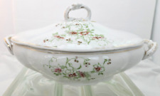 Antique Poinsettia Covered Dish Carlsbad BFHS China~1896-1901 Bavarian Christmas picture