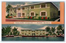 c1940's Holiday Manor Hotel & Restaurant Multiview Miami Beach Florida Postcard picture