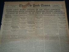 1919 JANUARY 19 NEW YORK TIMES - ALLIED UNITY MARKS OPENING OF PEACE - NT 7513 picture