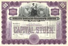 Marconi Wireless Telegraph Co. of America (Uncanceled) - 1920's Purple 100 Share picture