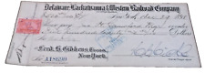 DECEMBER 1898 DELAWARE LACKAWANNA & WESTERN RAILROAD DL&W COMPANY CHECK #18690 picture