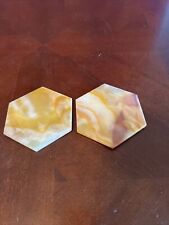 vintage cut marble hexagon coaster set Of 2 picture