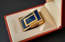 S. T. Dupont lighter ligne line 1 Small blue gold RARE art deco box working picture