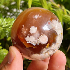 TOP 204G Natural Cherry blossom agate Sphere Ball  Quartz Crystal Healing A584 picture