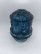 Vintage Indiana Glass Fairy Lamp Blue Stars And Bars Pristine No Chips/Cracks picture