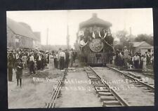 REAL PHOTO WOODWARD OKLAHOMA RAILROAD DEPOT FIRST TRAIN POSTCARD COPY picture