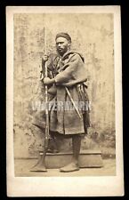RARE ARMED MOORISH MOUNTAINEER 1860S CDV PHOTO BY CHOUFFLY ETHNIC MOROCCO AFRICA picture