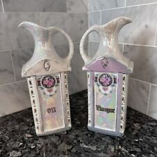1930s Vintage Mepoco Made in Germany Lusterware Oil And Vinegar Cruets picture