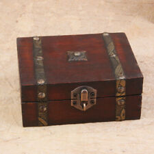 Handmade Vintage Wooden Treasure Case Home Decor Trinket Jewelry Storage Box picture