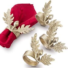 Brass Metal Napkin Holders, Holiday Christmas Dinner Napkin Rings, Set of 4 picture