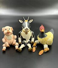 Woodkins by Linda Anthropomorphic Pig Cow Chicken Shelf Sitters, 2005 set of 3 picture